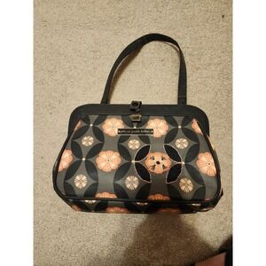 Petunia Pickle Bottom Cross Town Clutch Diaper Floral Grey Orange Glazed Canvas